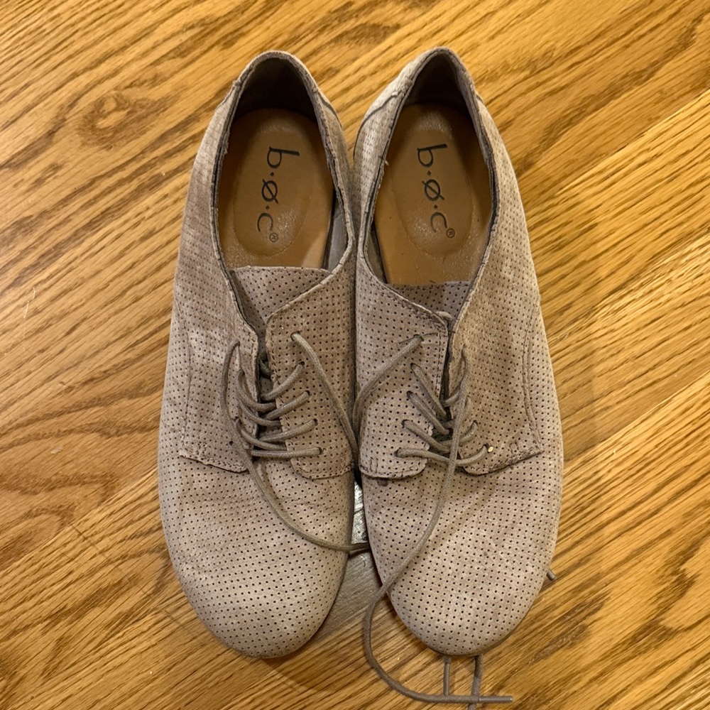 b.o.c. Taupe Perforated Lace-Up Shoes